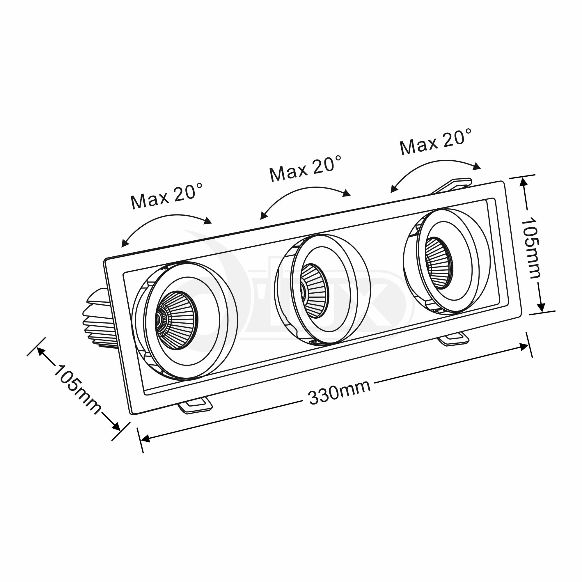 Bezz 12-3 Recessed Ceiling Luminaires Dlux Multi-Head Recess Ceiling